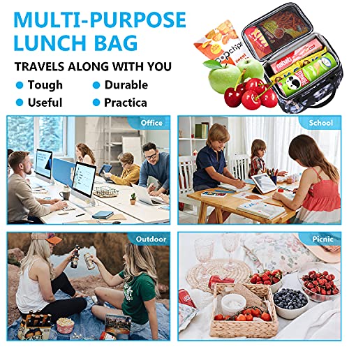Tomule Insulated Lunch Bag Reusable Floral Cooler Tote Bag, Soft Freezable Lunch Box Holder, Durable Portable Leakproof Thermal Lunch Container For Women Men Kid Office Work School Picnic Travel Beach #TOP5