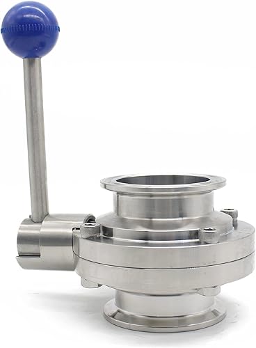 Miniatura 14 de QiiMii Válvula de mariposa sanitaria de acero inoxidable 304 con triple abrazadera con mango de tracción y silicona, tubo de 1.5 pulgadas