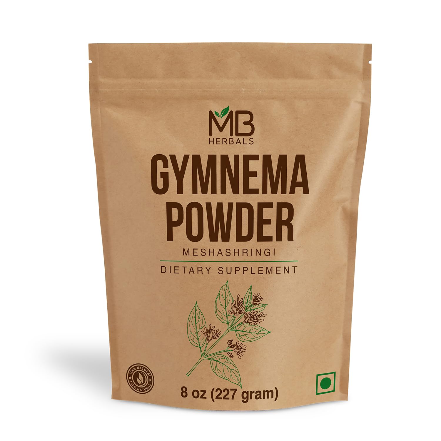 MB Herbals Gymnema Leaf Powder 8 oz 0.5 lb (227 Gram) Meshashringi Powder | Gymnema Sylvestre