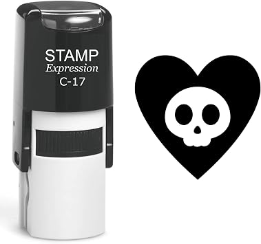 stampexpression - Heart Skull Self Inking Rubber Stamp - Black Ink A-60534