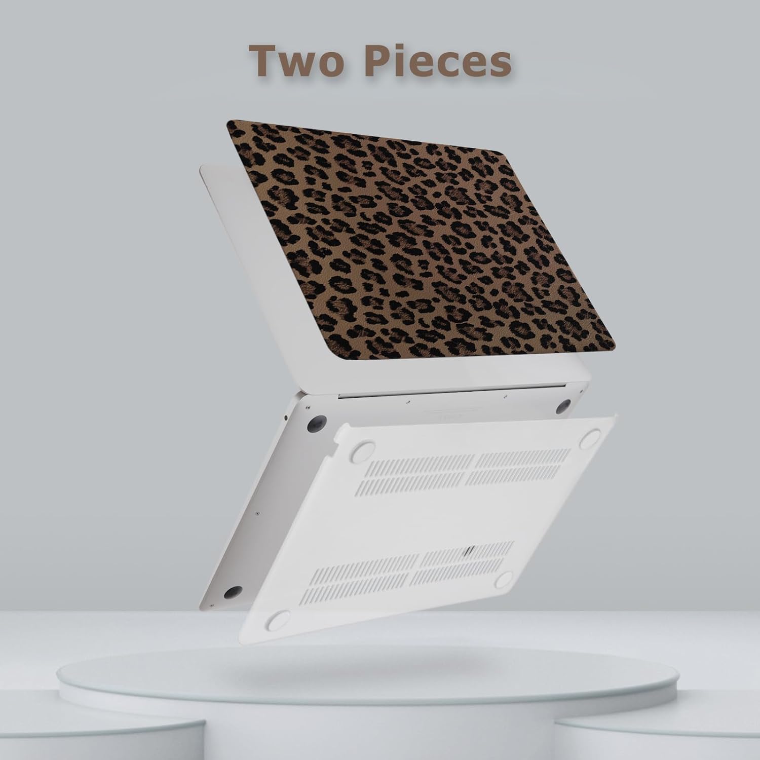 MOSISO Compatible with MacBook Air 13 inch Case 2022 2021 2020 2019 2018 Release A2337 M1 A2179 A1932, Anti-Fingerprint Cheetah Spots PU Leather Coated Plastic Hard Shell Case&Keyboard Cover, Brown - Image 4