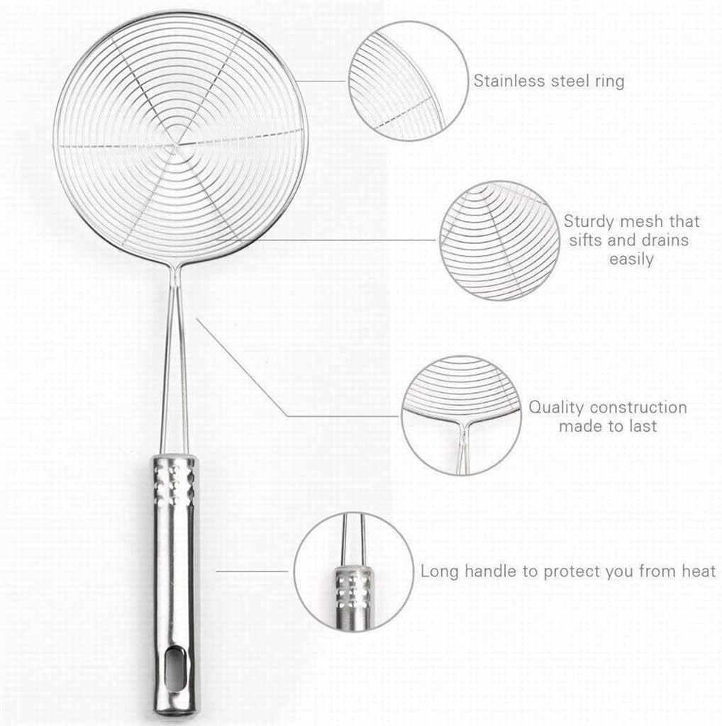 Stainless Steel Colander Mesh Ladle Fried Net Sieve Spoon Foods Sifter Skimmer Colanders Oval