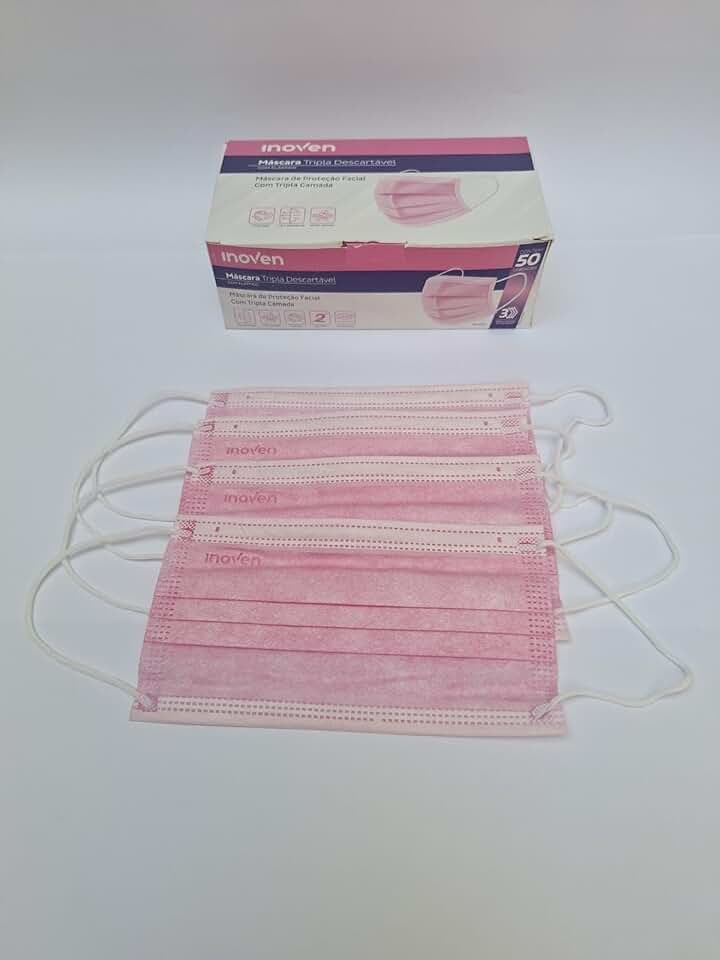 MASCARA TRIPLA C/ELASTICO INOVEN 50UN - (1x50) - Rosa