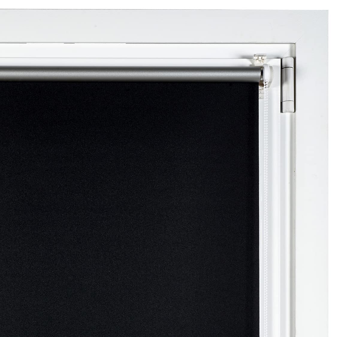 STORESDECO - Verdunkelungsrollo Klemmfix ohne Bohren, Klemmrollo Blackout Thermo, Rollo Blickdicht einfache Montage, Ideal für Flügelfenster | Easy Fix Thermo, Schwarz, 150 cm x 180 cm