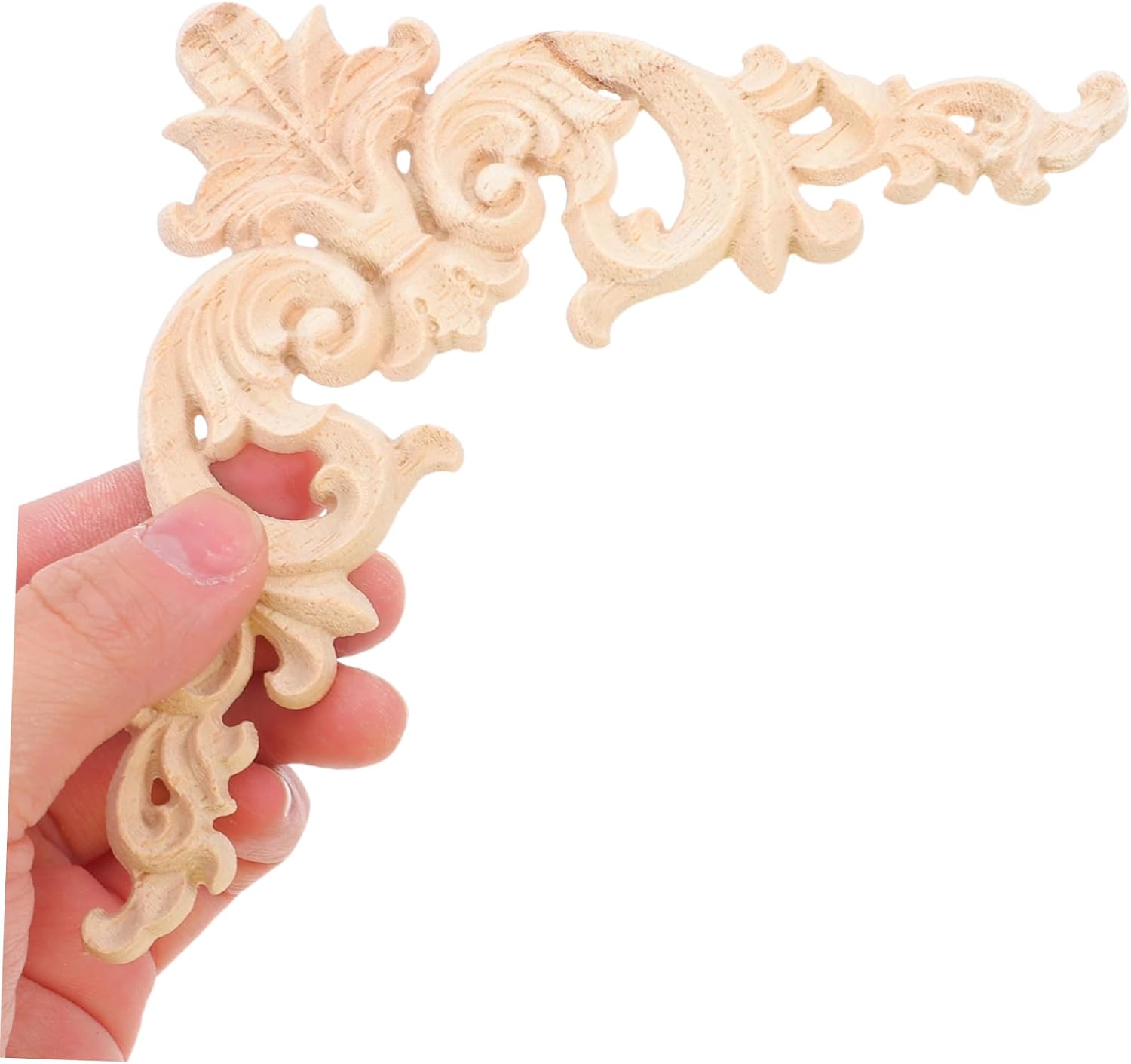 NUOBESTY 4pcs Elegant Wood Carved Appliques for Cabinets European Style Decorative Corner Flowers Solid Wood Furniture Onlays for Enhancing Cabinet Doors and Home Decor