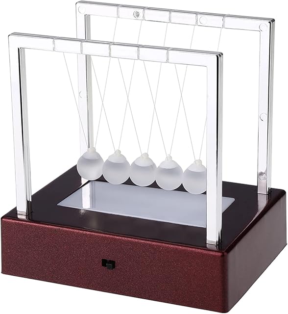 Newton Cradle Balance Balls, LED Light Up Balance Balls Toy, Colorful LED Light Science Toy Art Work Gifts for Office Home Decoration