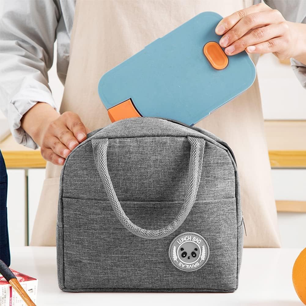 Lunch Bag Insulated Cooler Bag, Thermal Lunch Tote Bags Water-Resistant Leak-Proof Lunch Organizer for Men Girls Children Picnic Work (Full Grey)