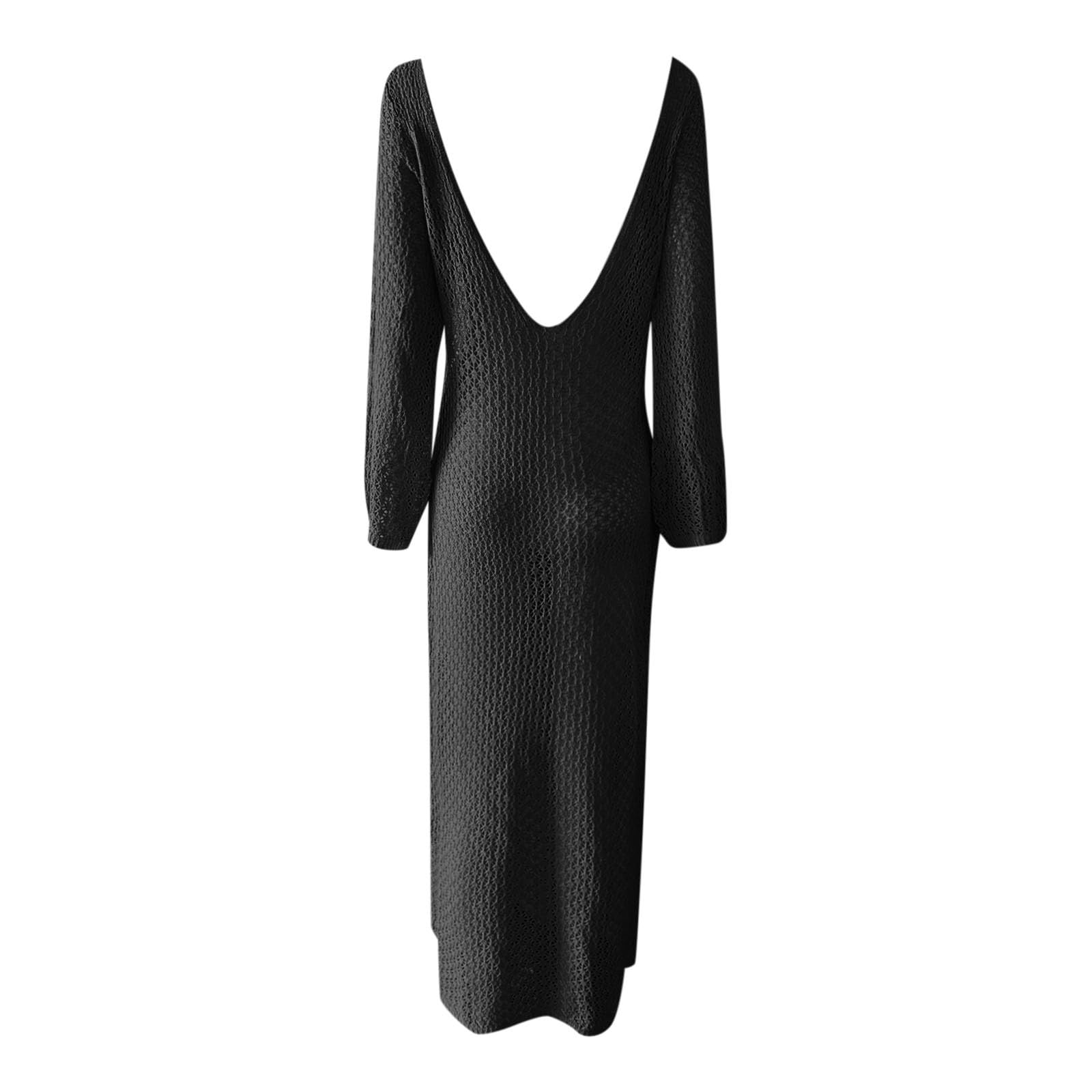 Maxi abito da donna all'uncinetto, da spiaggia, nuoto, vacanze, maniche lunghe, sexy, aderente, estivo, lavorato a maglia