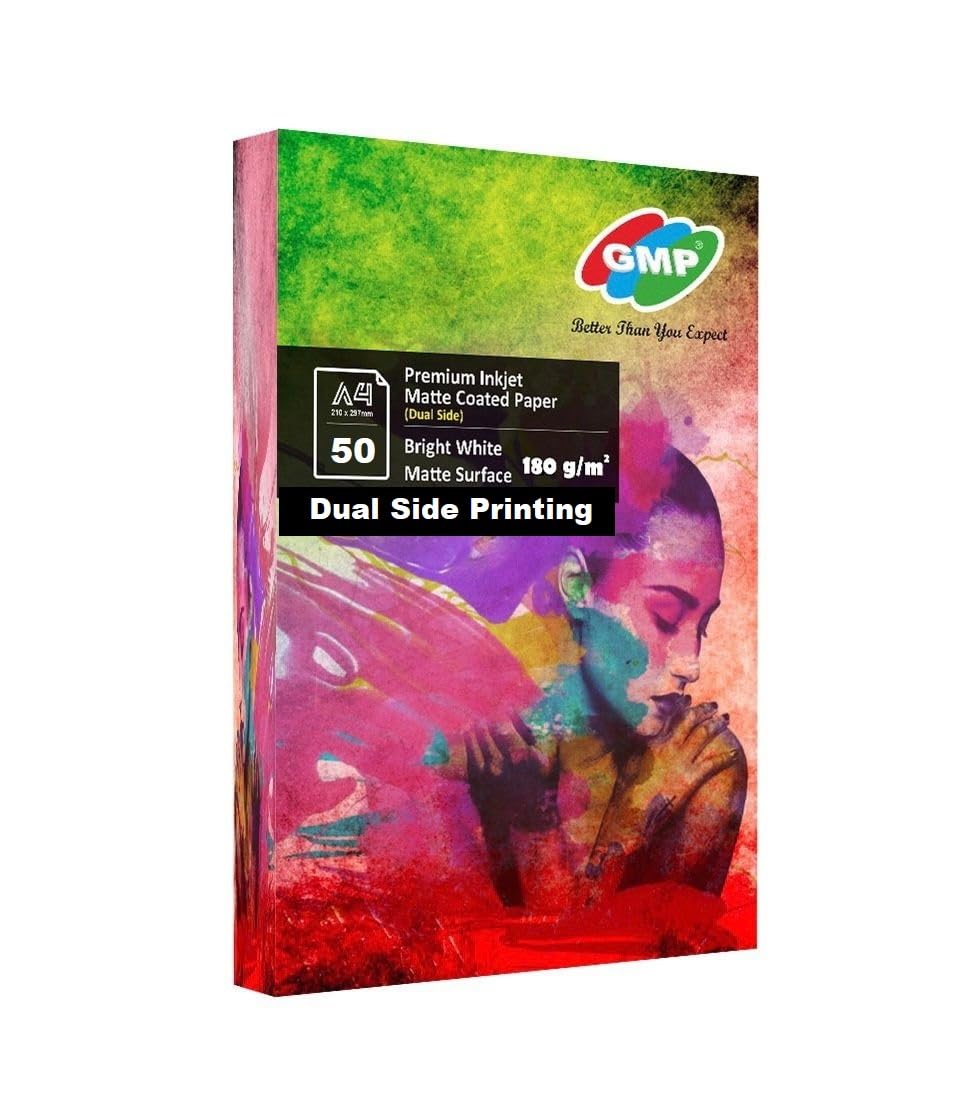 Gmp 180Gsm A4 Inkjet Matte Coated Paper(50 Sheets)- Dual Side Printing