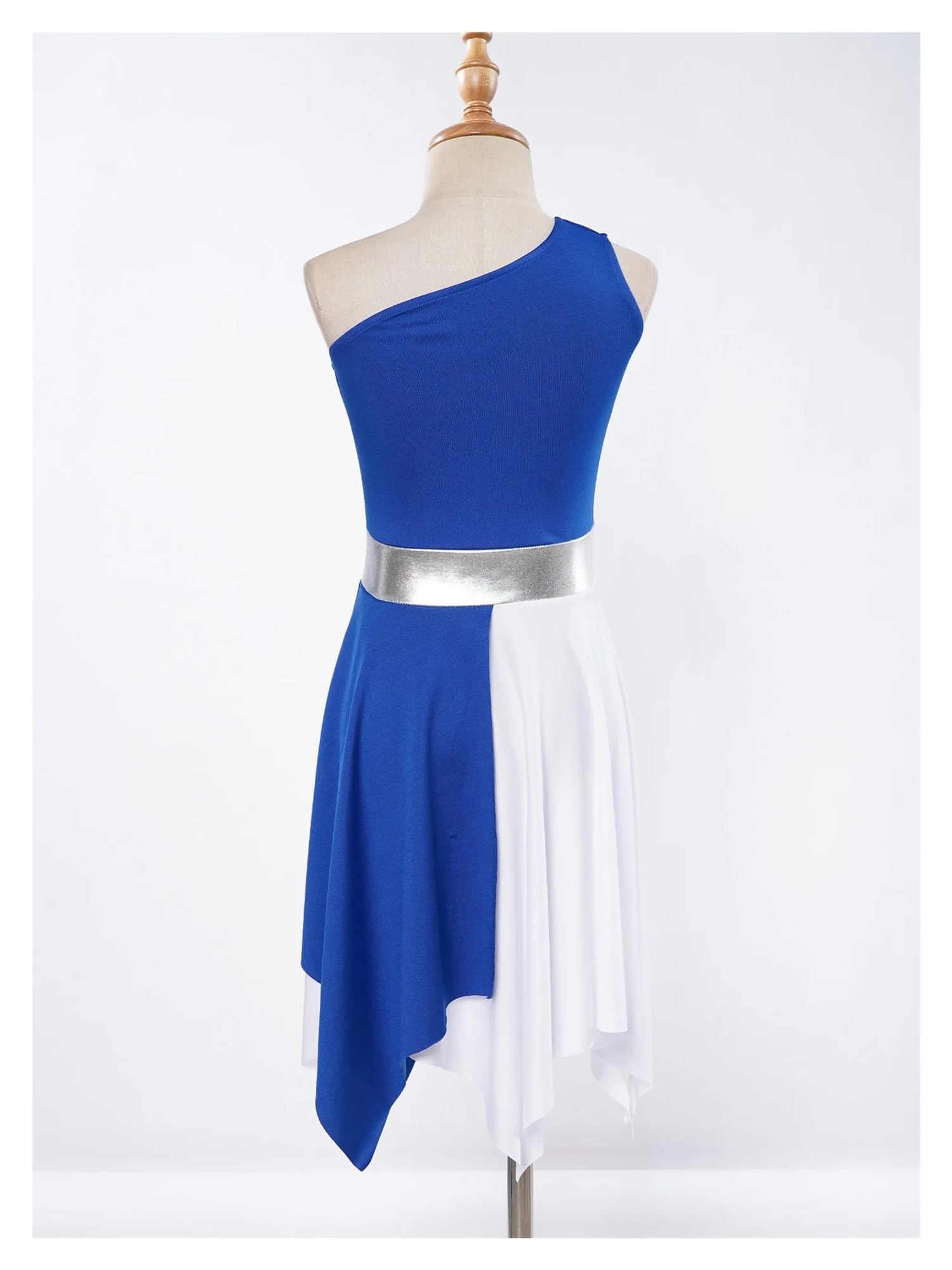 Vestido De Patinaje ArtíStico Traje de baile lírico for niña, de un solo hombro, asimétrico, moderno, for danza de alabanza, for adoración, ropa de baile litúrgico, patinaje sobre hielo Para ArtíStico