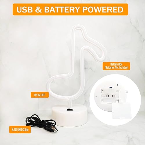 Miniatura 4 de VIFULIN Luces de notas musicales, nota musical, lámpara de neón, luces de notas musicales, letreros de luz de neón, luz LED de nota musical, luces