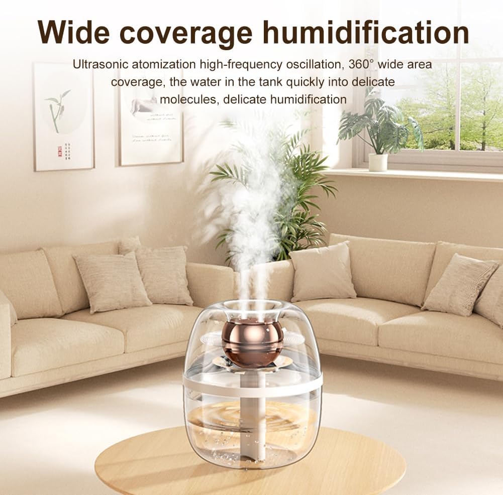 Dreamzy Humidifier, Dual Spray Cool Mist Large Room Humidifier,With LED Light,Waterless Auto Shut,Silent Operation,1.8L Desktop Smart humidifier,For Home Office Bedroom (Pink)