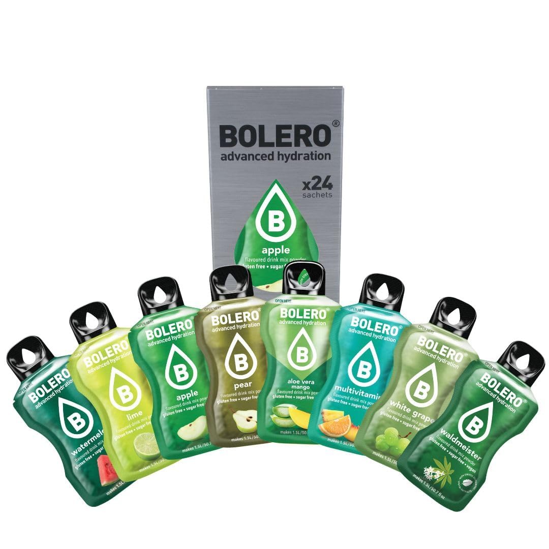 Bolero GREEN FUSION MIX 24x9g | Saftpulver ohne Zucker, gesüßt mit Stevia + Vitamin C | geeignet für Kinder, Sportler und Diabetiker