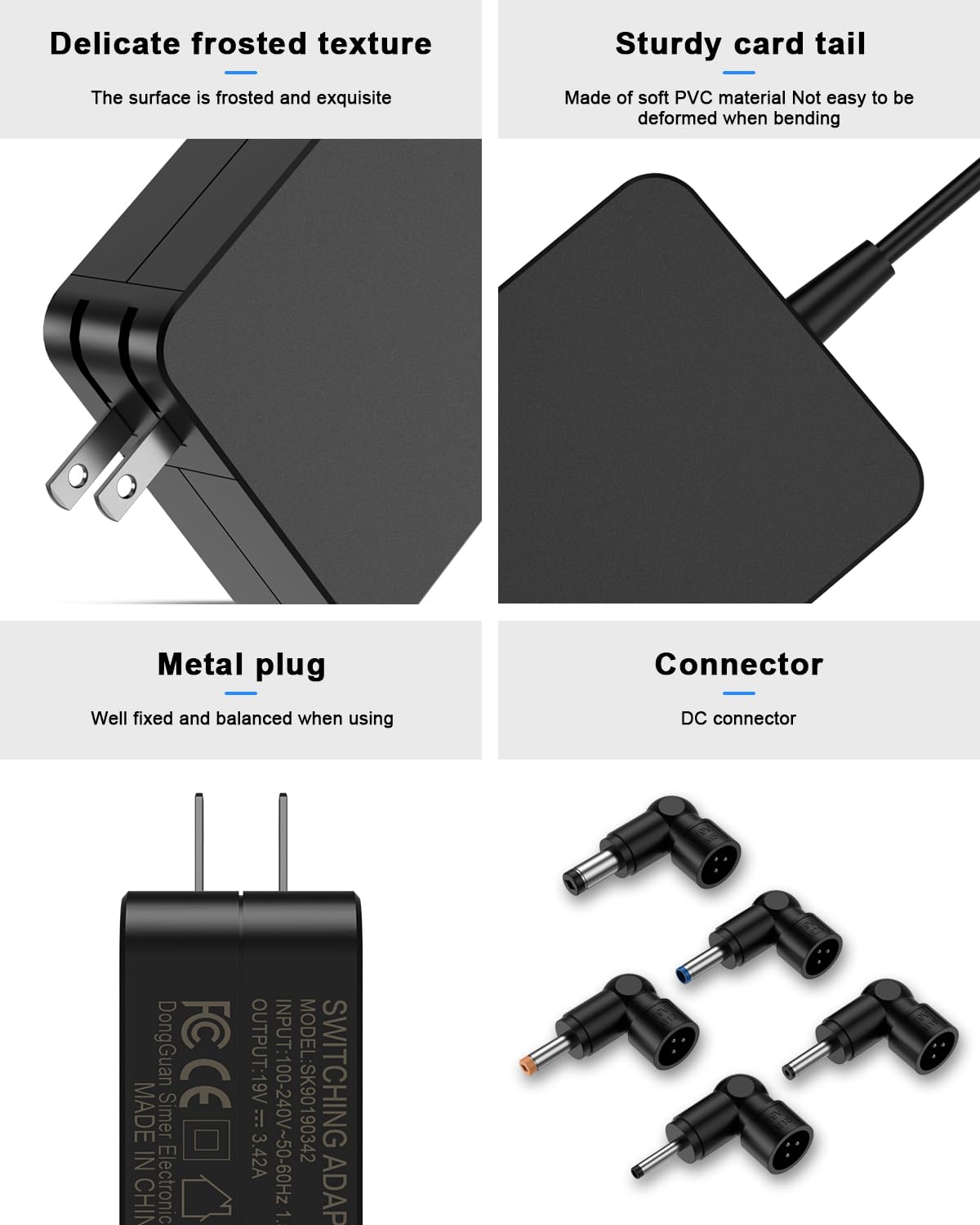 Ymawetia 65W Laptop Charger for ASUS with 5-Tip Round Connector Compatible with ASUS VivoBook 15 ZenBook Chromebook TransformerBook EeeBook 19V 3.42A Universal AC Power Adapter Supply Cord