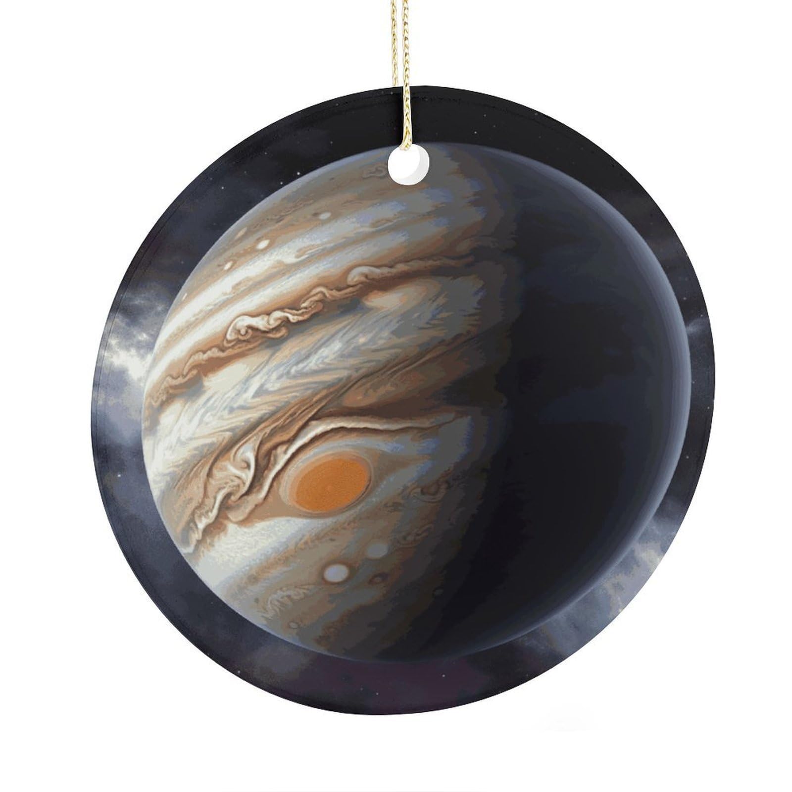 Fekiloot Style Jupiter Landscape Christmas Ornaments 2.9 Inch Round Ceramic Ornament Keepsake Thank You Gifts For Office, Room, Home - Holiday Present Ideas