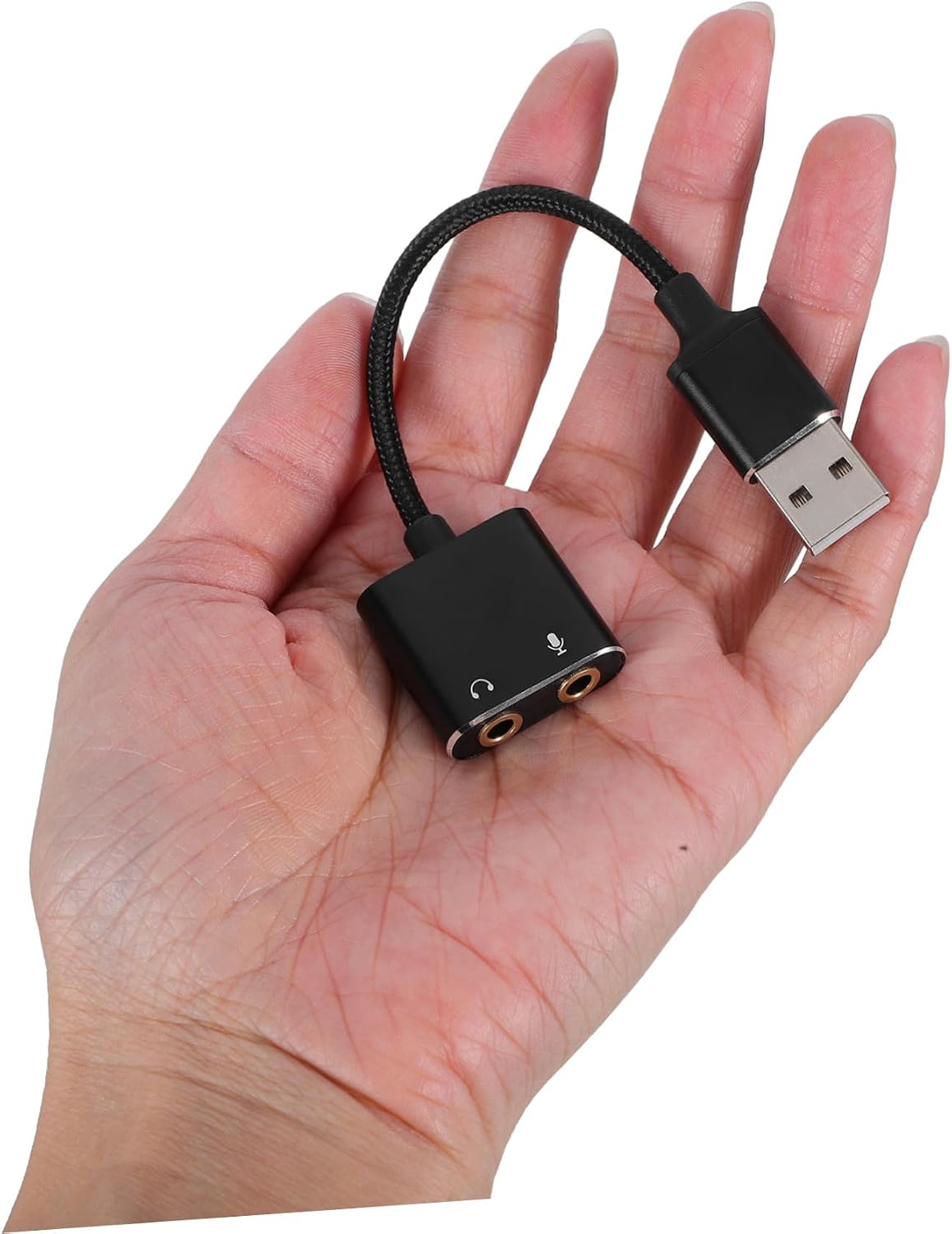 External USB Sound Card Adapter with Dual Headphone Microphone Jack Splitter Audio Input Converter Cable for PC Laptop Tablet Smartphone Plug and Play Broad Device Compatibility