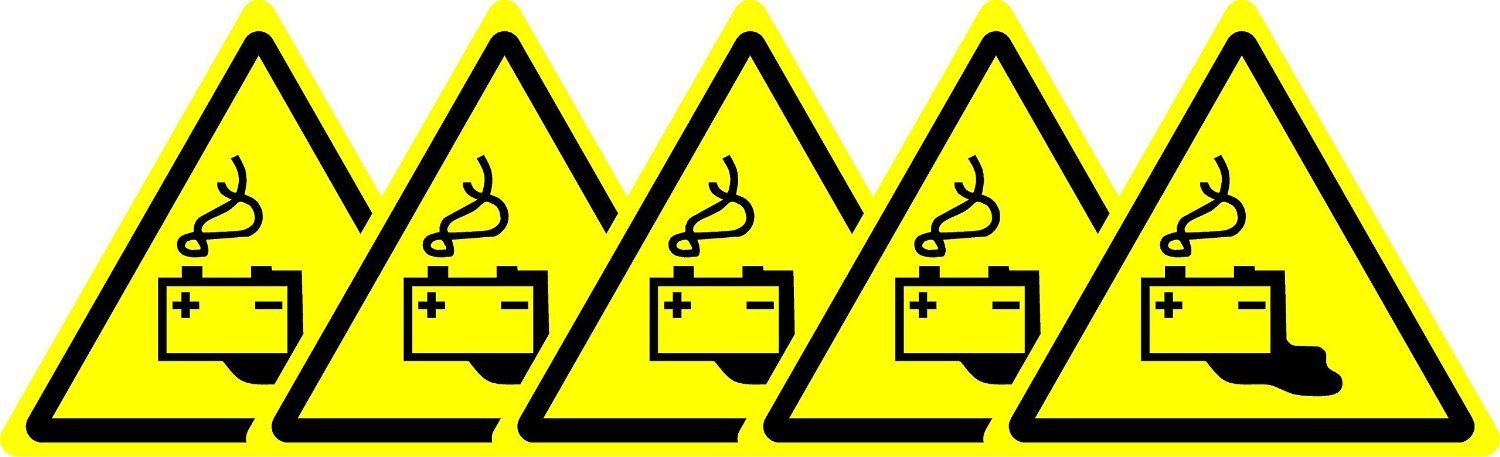 ISO Safety Label Sign - International Warning Battery charging Symbol - Self adhesive sticker 100mm Diameter