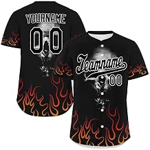Custom Skull Baseball Jersey for Men Youth Team Gothic Sports Uniform Button Down Softball Shirts,Halloween Costume for Gift