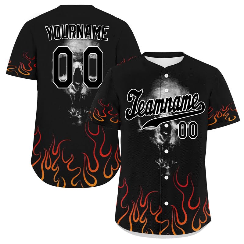 coolcustomize Custom Skull Baseball Jersey for Men Youth Team Gothic Sports Uniform Short Sleeve Softball Shirts with Name/Logo โ image 1