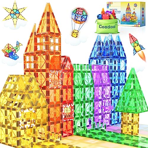 Magnetic-Building-Tiles-Kids-Toys-STEM-Magnetic-Blocks-Sensory-Toys-Kids-Games-Magnet-Building-Toys-for-Boys-and-Girls-Aged-3-Kids-Brain-Development-Preschool-Kindergarten-Toddler-Toys