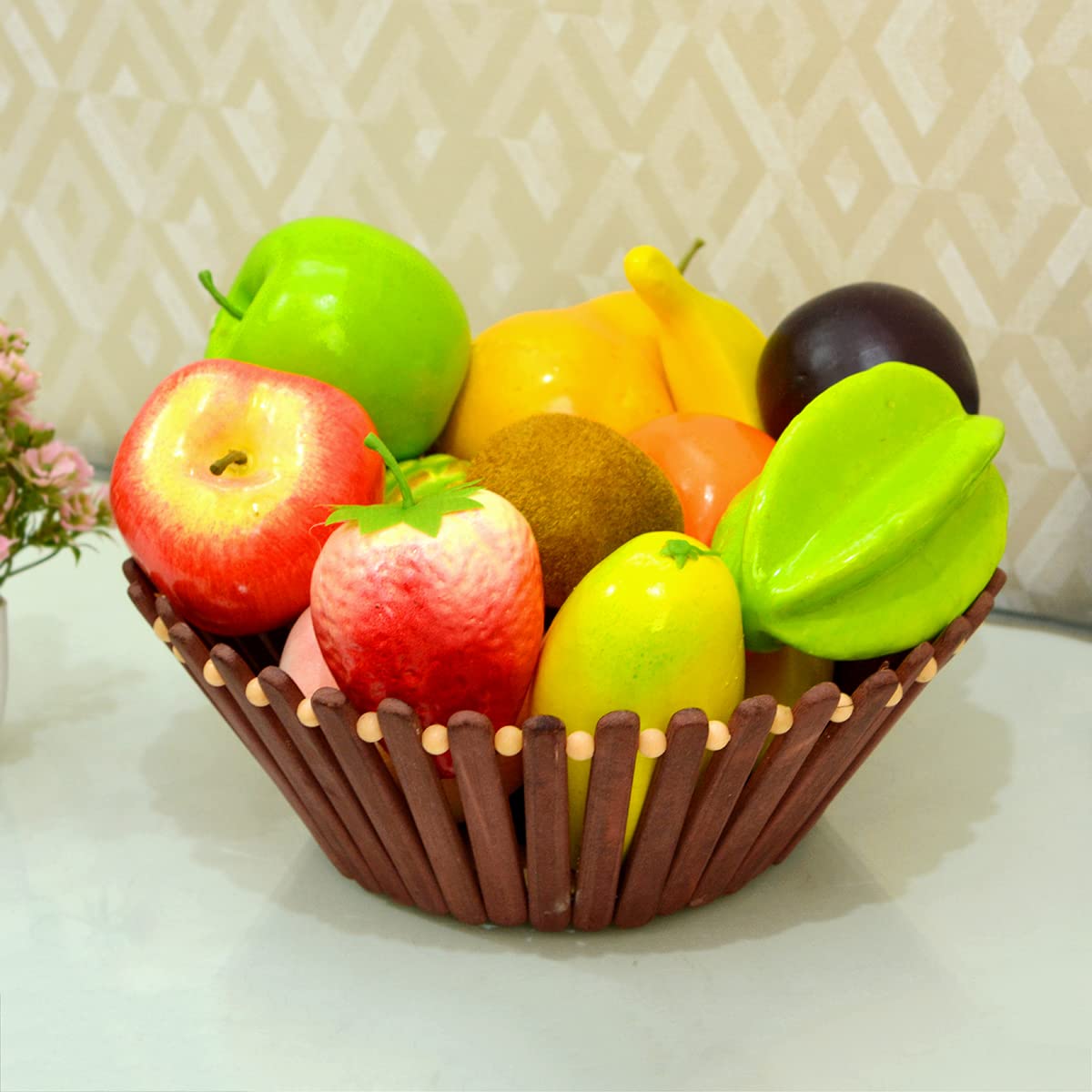 Reiki Crystal Products Mix Fruits Artificial Fruits Mix Apple, Banana, Peach, Orange, Mango, Strawberry, Pear, Kiwi, Sharifa, Plum, Green Apple, Carambola Fruits (Pack of 12 pc)-image-2