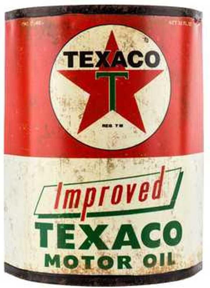 Texacoメタル半分Oil Can – Man Cave壁飾りアート