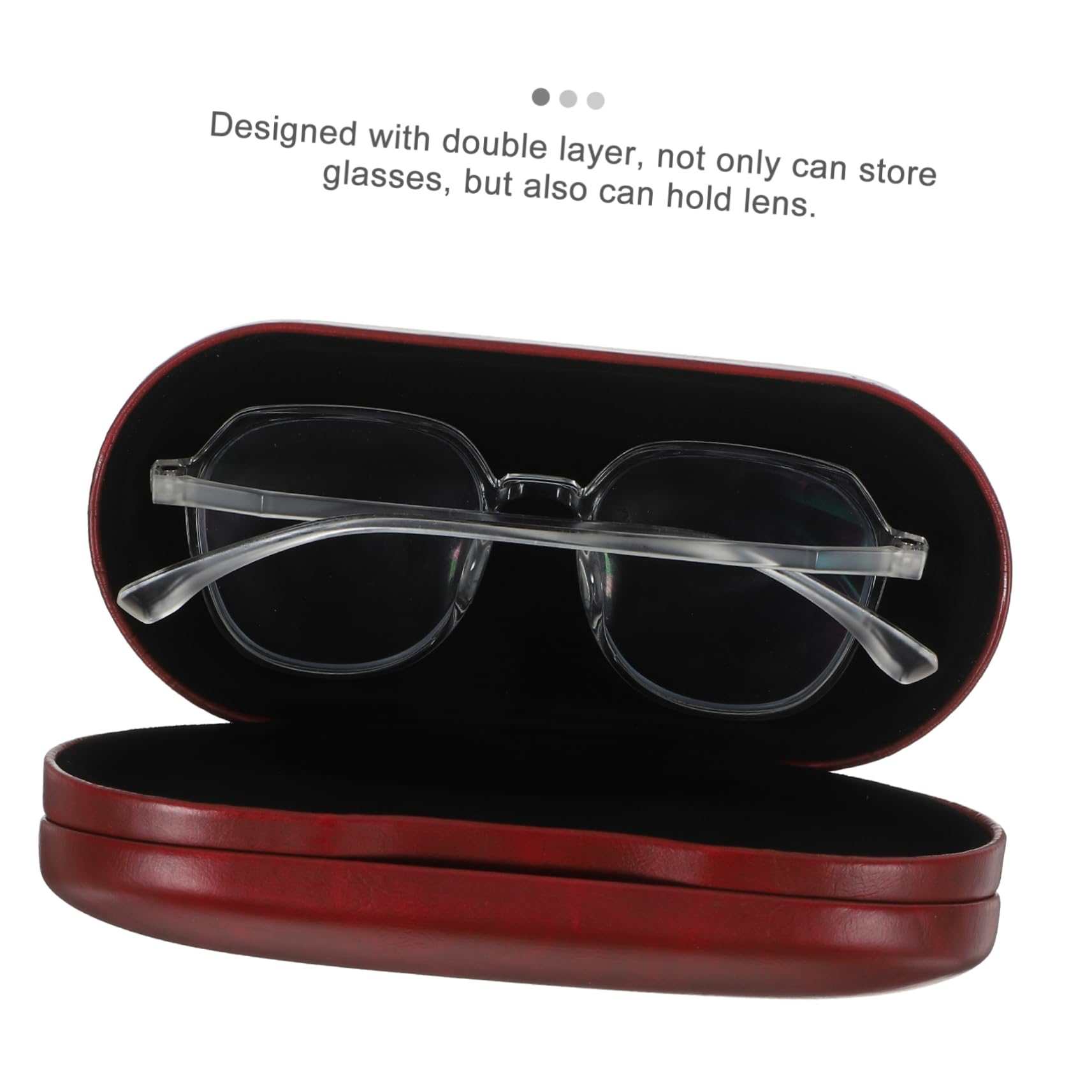5 Juegos Estuche De Anteojos Casos Lentes Organizador para Llevar Gafas Contenedor De Anteojos Titular De Contactos Estuche De Gafas Múltiples Pinzas Rojo PU