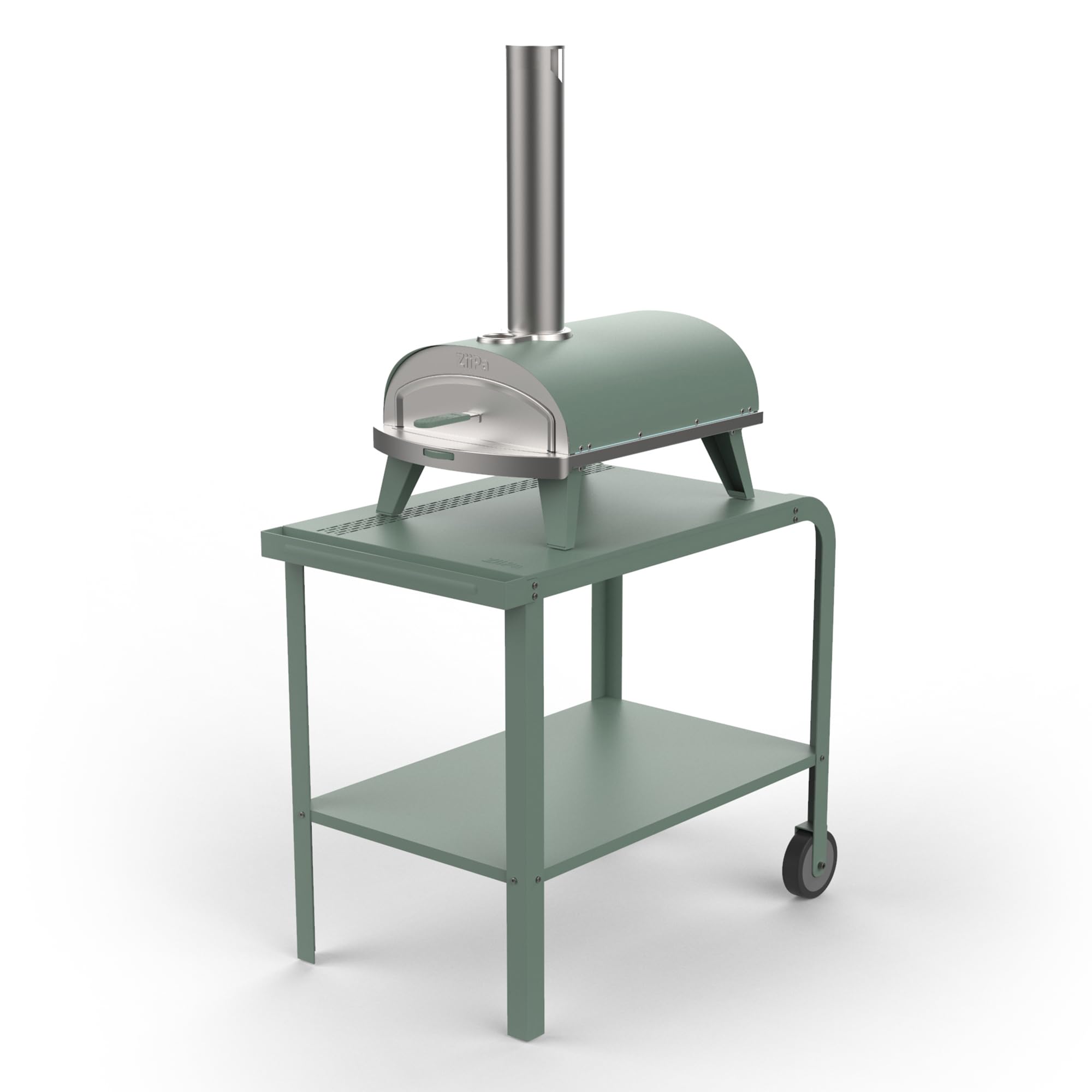 ZiiPa - Desserte Extérieure Vallone Eucalyptus - Table d'Appoint pour Four à Pizza & Barbecue - Compatible Fours Piana à Pellets & Gaz - Acier Thermolaqué - Rangement Intégré - 4 Coloris