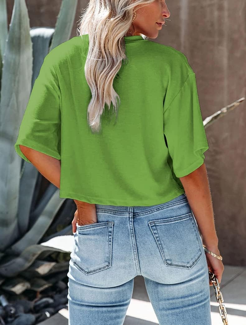 Suncife Maglietta da donna per allenamento crop top manica hlaf casual basic allentata t-shirt t-shirt