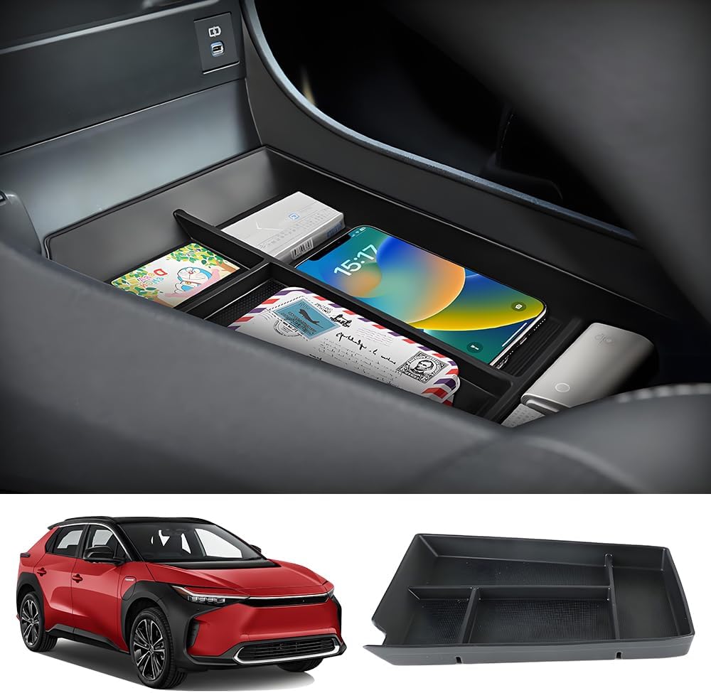Car Center Console Organizer Tray for Toyota BZ4X 2023 2024 2025 2026 Subaru Solterra Auto Interior Accessories Front Seat Middle Insert Storage Box Bag Vehicle Accessory