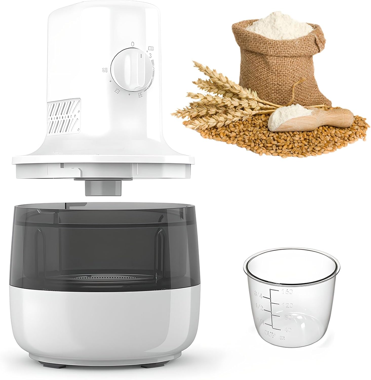 Household Rice Milling Machine, 320ml Automatic Rice Bran Separator with 7 Gears Milling Accuracy, 3 Mins to Produce Rice, Electric Rice Milling Hulling Machine for Home