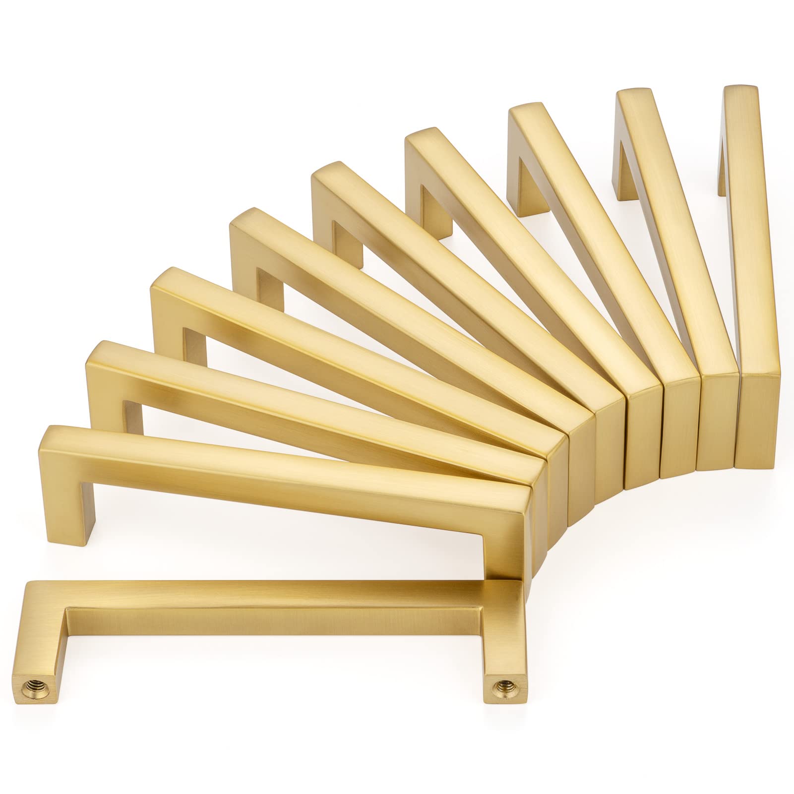 KOOFIZO 10 Pack 3 in Brushed Gold Cabinet Pulls, Gold Drawer Handles 1816