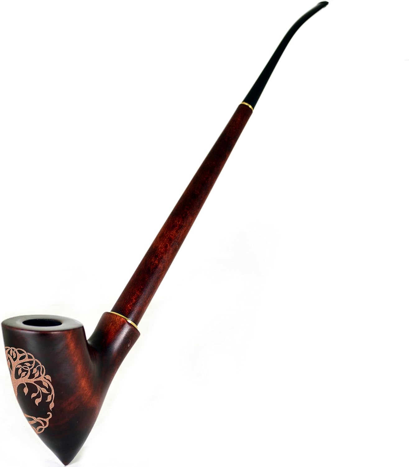 13.2" Long tobacco smoking pipe CHURCHWARDEN | pipes - (33cm) Tree of life engraving | for 9mm Filter | Velvet pouch gift