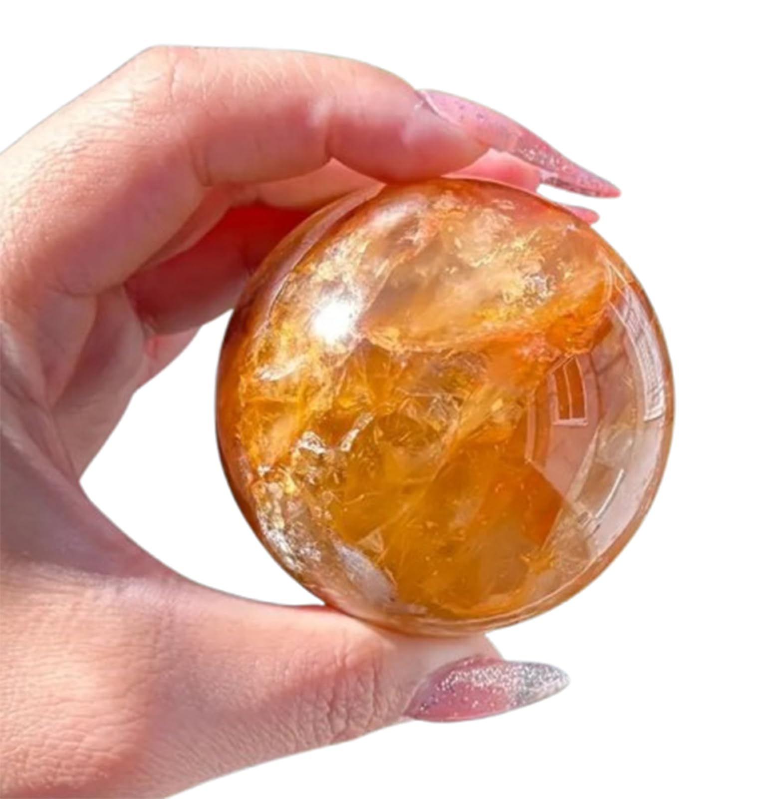 Bola de Cristal de Flor de Goma Amarilla Natural con Base de Madera para meditación, adivinación, cámara, sesión de Fotos, decoración artística para el hogar y la Oficina,7.5~8cm