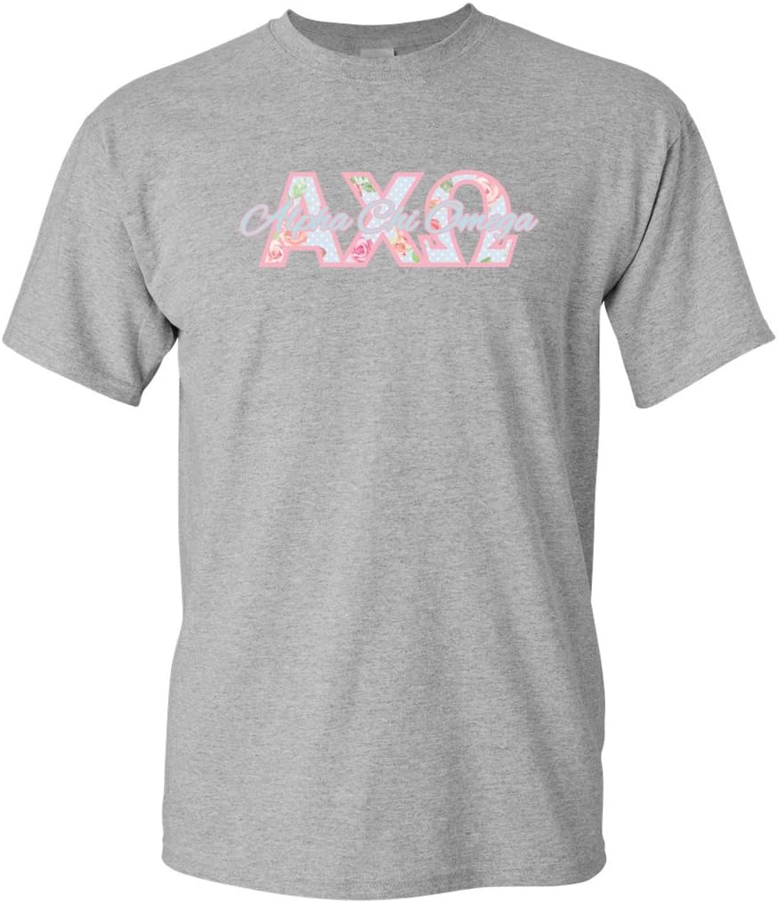 VictoryStore Apparel - Alpha Chi Omega, Floral Initials T-Shirt