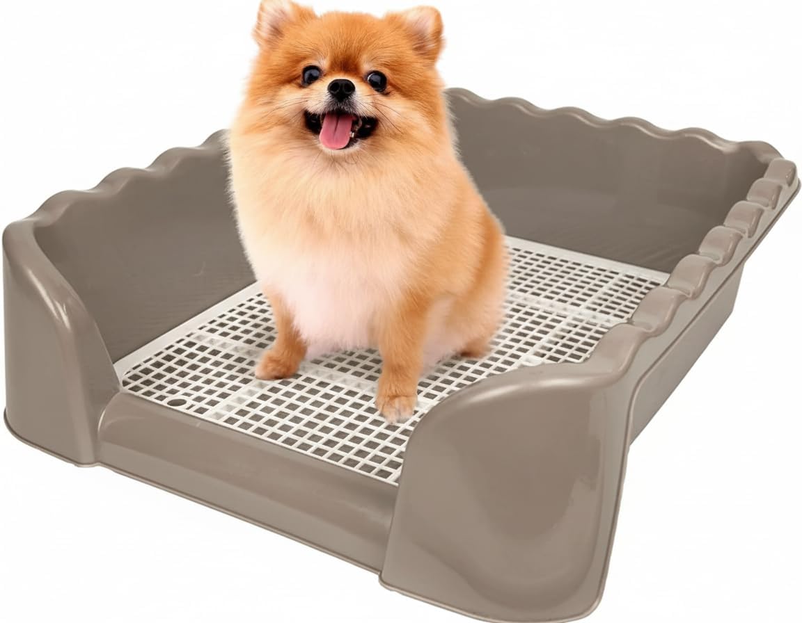 Lutema Indoor/Outdoor Training Dog Potty Tray for Small and Medium Puppies Litter Boxes in (Orange Brown)