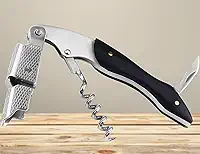 1 abridor de garrafas profissional 3 em 1 saca-rolhas de garçom preto com cortador de folha serrilhada alça ergonômica de aço inoxidável premium ideal para garçons