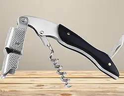 1 abridor de garrafas profissional 3 em 1 saca-rolhas de garçom preto com cortador de folha serrilhada alça ergonômica de aço inoxidável premium ideal para garçons