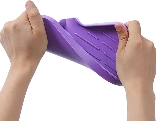 Vista 321 de Jaboneras de baño de silicona con boquilla de drenaje, organizador de fregadero de baño y cocina, soporte para esponja, bandeja de jabón para Gris