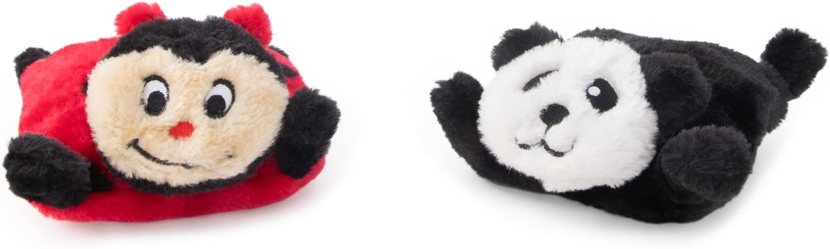 Squeakie Pad - No Stuffing Dog Toy to Keep Them Busy, for Small & Medium Dogs, Squeaky Pet Toy for Boredom, Unstuffed Chew Toy, Soft Plush Puppy Products, Ladybug & Panda - 6.5"