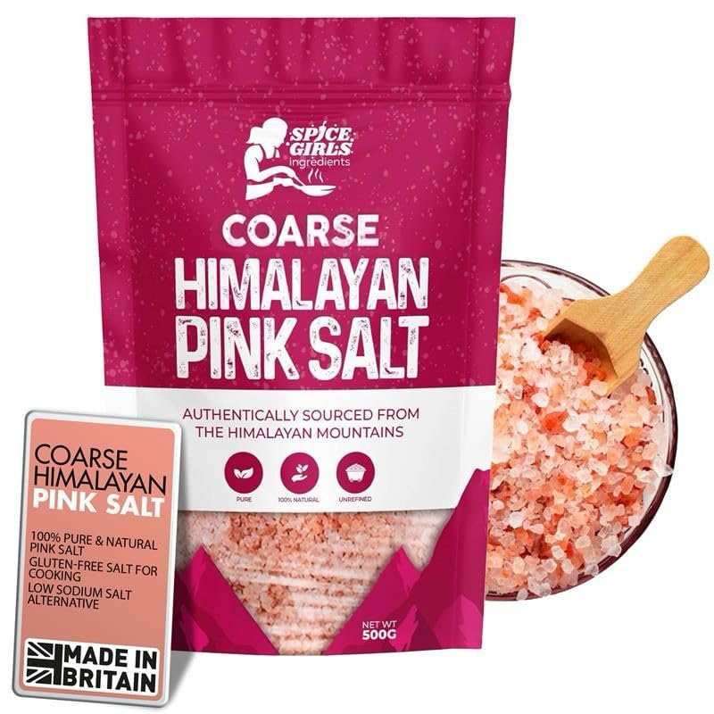 Premium Himalayan Pink Salt - 100% Natural & Unrefined | Coarse Grain for Cooking, Seasoning, Grinder & Good Health | Rich in Minerals | Resealable Pouch | Gluten-Free (500 g)