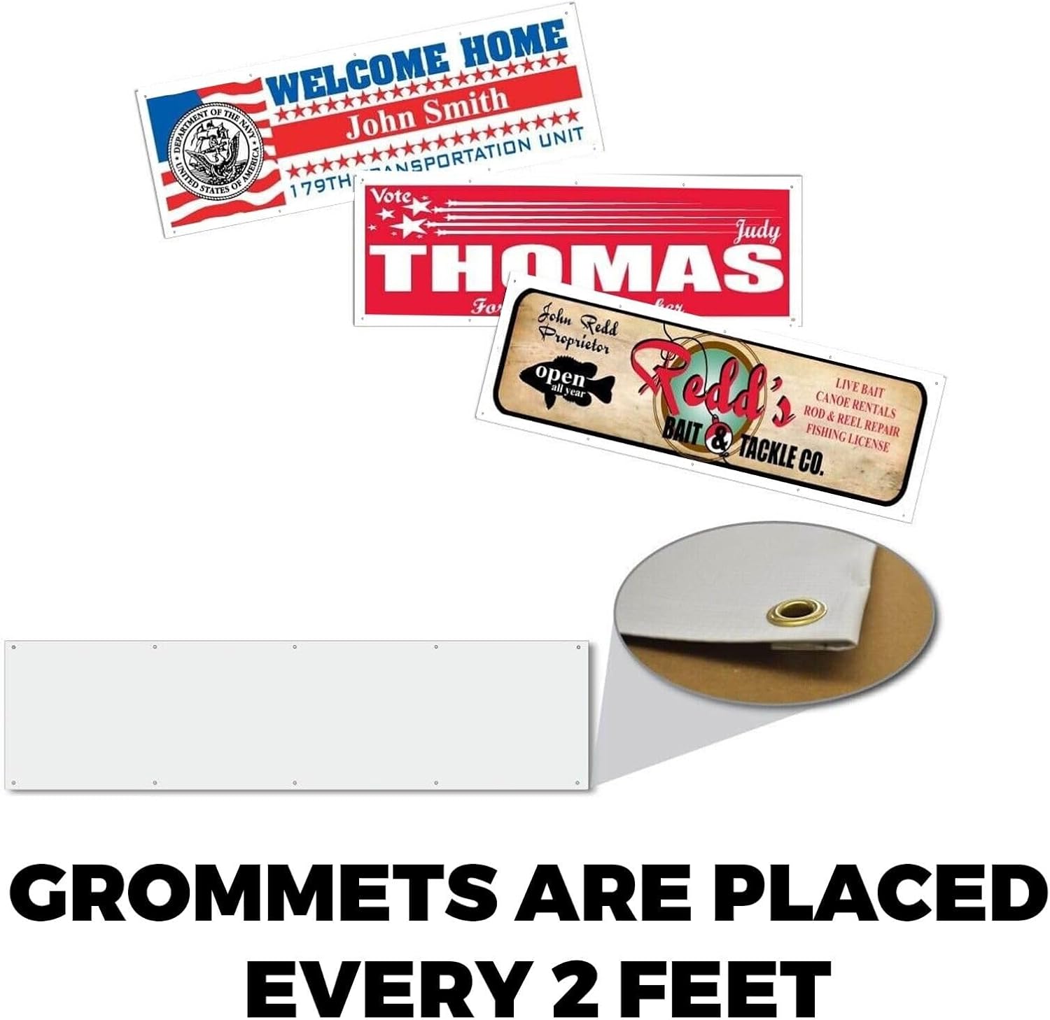VictoryStore 2x8 Feet Blank Banner - 10oz Blank Vinyl Banner with Grommets, American Made (1 Banner)
