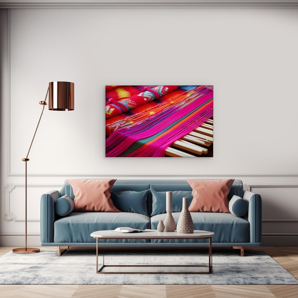 Canvas for Living room. Weaving Wonder: The Artful Intersection of Color and Craftmanship, 27 x 18 inch Canvas Wall Art - Modern Home Decor - 69x46 cm (27x18 inch)