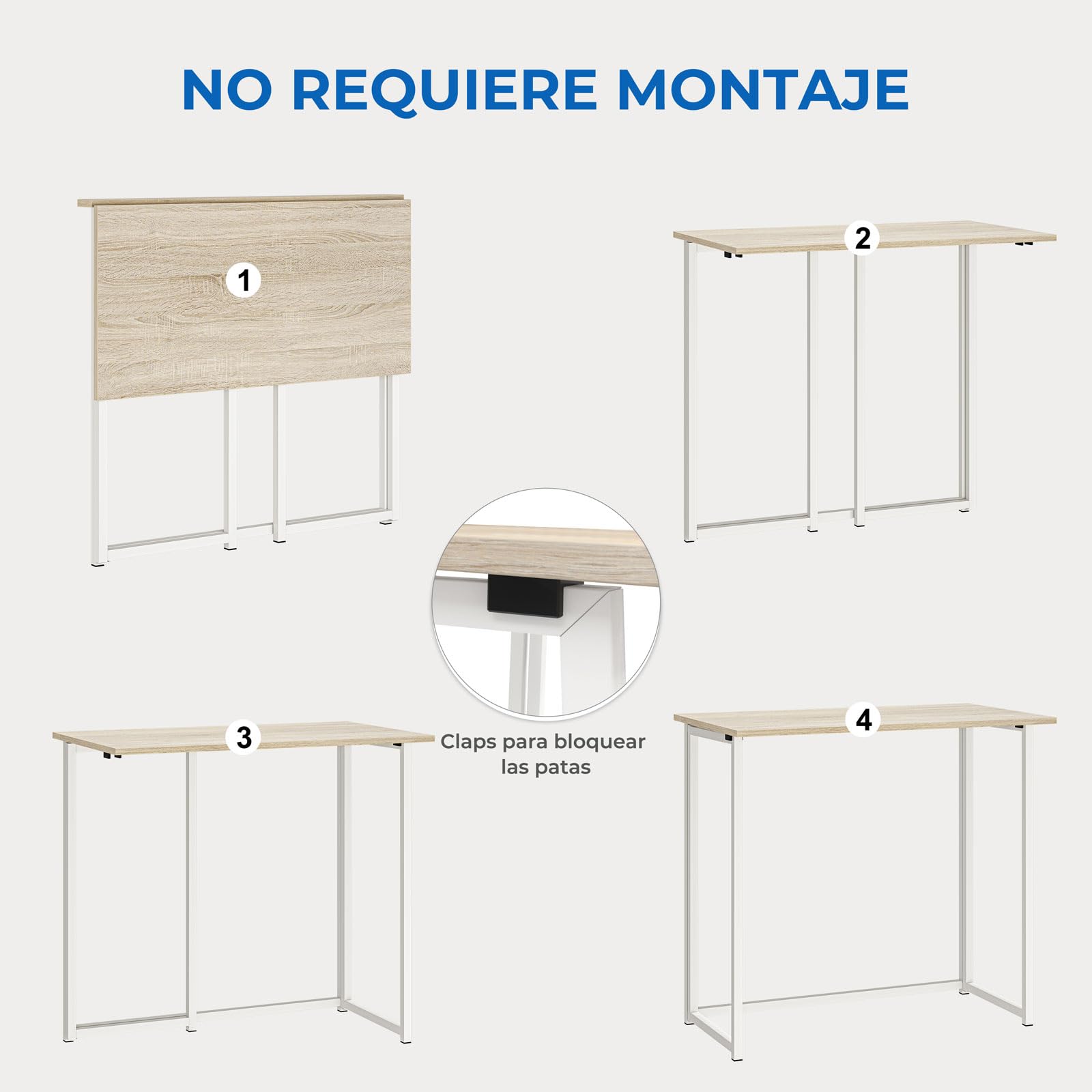 Dripex Klappbarer Schreibtisch, Computertisch, kompakt, ohne Montage, zusammenklappbar, für Zuhause, Büro, Computer, Bastelarbeiten, Holzfarben, 80 x 45 x 74 cm