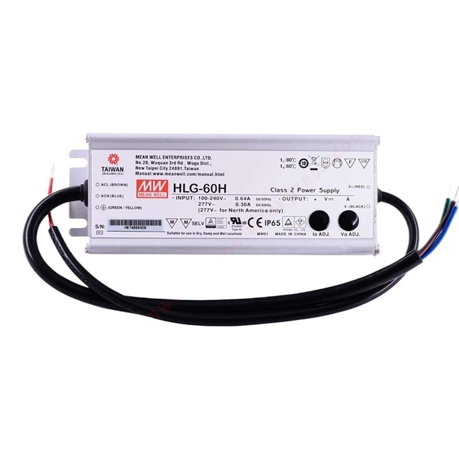 HLG-60H-54A , 60W Constant Voltage Constant Current LED Driver