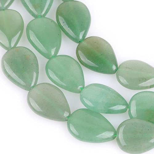 Miniatura 4 de JOE FOREMAN Cuentas sueltas de piedra semipreciosa de jade de aventurina verde de 0.512 x 0.709 in para hacer joyas, suministros de manualidades