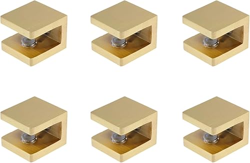 Miniatura 10 de KUMGROT 4 clips de estante de ducha de vidrio U abrazadera estante sin taladro soporte ajustable hardware para 0.315-0.394 in vidrio dorado