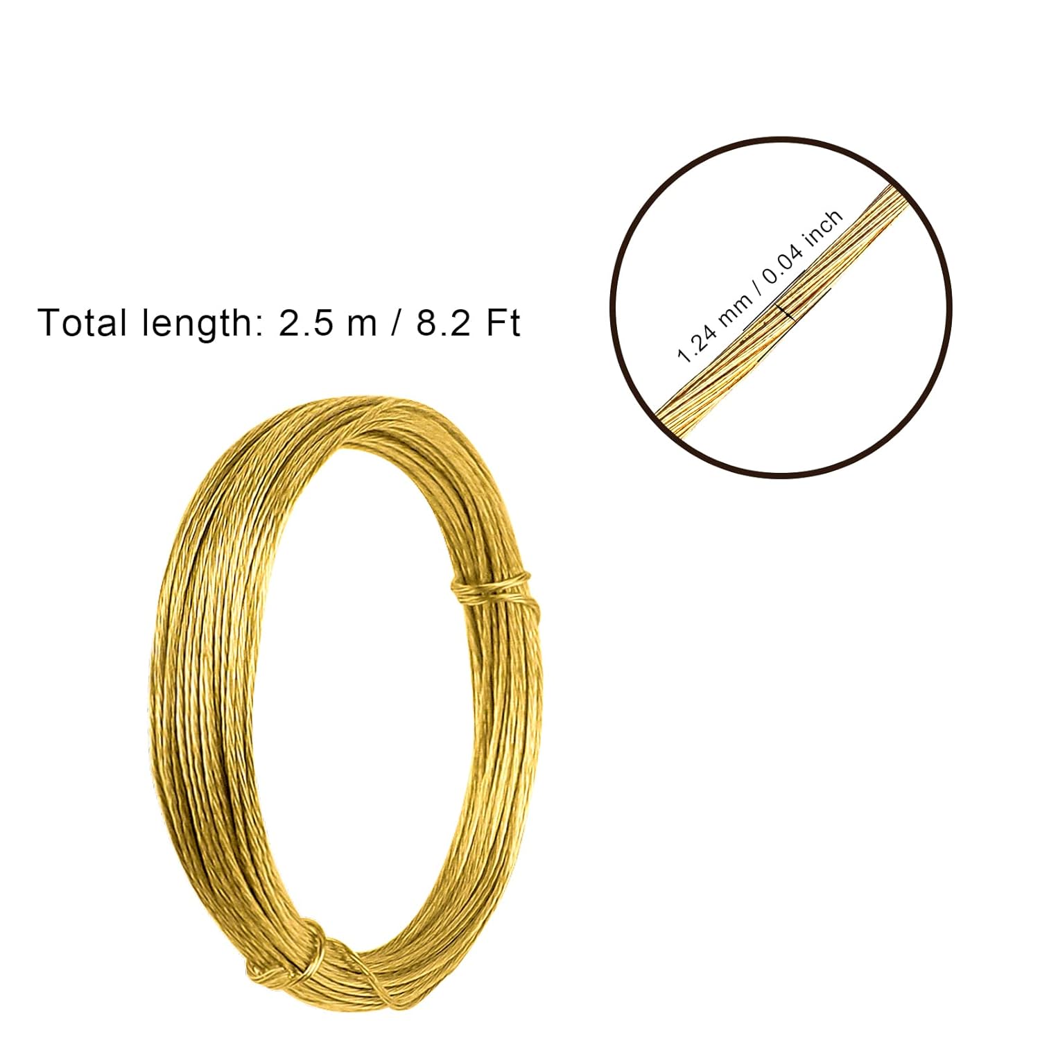 2.5m / 8.2 Ft Picture Hanging Wire, Multi-Strands Metal Wire for Art Work Mirrors Clock (1.24mm)