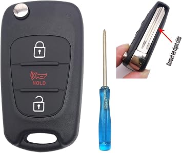 Uncut Flip Folding Replacement Key Fob Cover Case fit for 2009-2014 Kia Soul Rio Keyless Entry Key Fob Shell