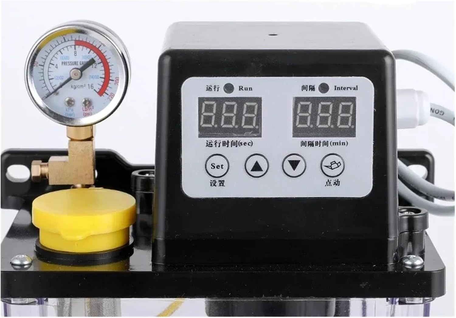 Electromagnetic Lubrication Pump 220V CNC electromagnetic Lubrication Pump Lubricator 0.5/1/2 Liters Lubricant Pump Automatic lubricating Oil Pump Oil Inject(1LnoPressure Gauge)